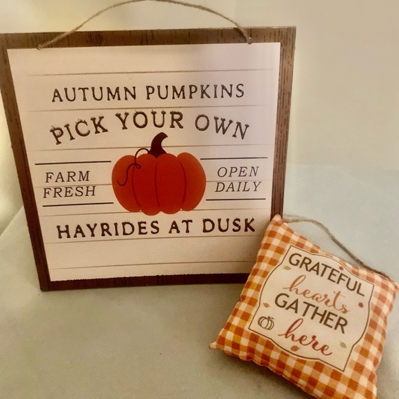 Other - Pick your own pumpkins. Grateful hearts gather here. Set of 2 Fall home decor